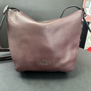 COACH  Dufflette Pebbled
Leather Crossbody Bag Color Wine